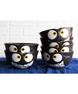 Pack Of 6 Black Whimsical Big Eyed Owls Rice Soup Appetizer Sauce Bowls ... - $729.95 MXN