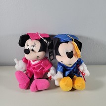 Mickey and Minnie Mouse Graduation Plush Doll Lot Pink and Blue With Tags - £10.40 GBP