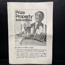 Game Parts Pieces Prize Property 1974 Milton Bradley Instructions Rules Only - £2.66 GBP