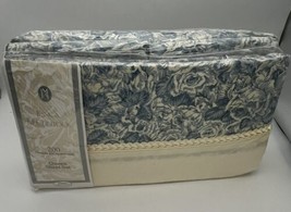 Jessica McClintock 4 pc Queen Sheet Set Jonete French Rose floral Blue Cream NEW - £112.10 GBP