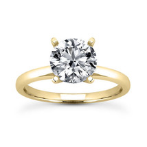 Diamond Solitaire Bridal Ring Round Cut G VS1 Treated 14K Yellow Gold 1.51 Carat - £4,183.84 GBP