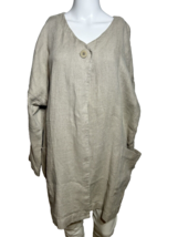 Eileen Fisher Linen Jacket Women&#39;s XL Beige Top Lagenlook Bohemian Organic - AC - £54.93 GBP