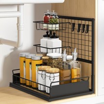 Under Sink Organizer Shelves, Pull Out Cabinet Organizers, Metal Hook Sh... - $16.99