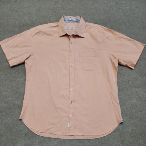 Primary image for Peter Millar Button Up Shirt Mens XL Pink Short Sleeve 100% Cotton