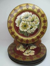 Raymond Waites Studio Decorative Plates Red Gold Floral 10&quot; Bundle of 4 - £39.16 GBP