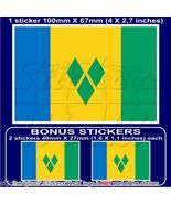 St VINCENT Et Le GRENADINES Drapeau 100mm Vinyle Autocollant x1 + 2 BONUS - $4.72
