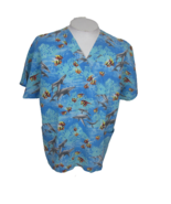  Made in Hawaii Medical Scrub Shirt L unisex tropical fish cotton L Hawa... - £27.23 GBP