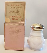 Avon Field Flowers Powder Sachet Quilted White Glass Bottle NEW VTG Orig... - £12.60 GBP