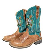 Ariat Brown Leather Rodeo Day of the Dead Skulls Roses Western Boots Siz... - £97.31 GBP