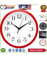 Stunning 12-Inch Red Wall Clock - Quiet Quartz Timepiece for Home or Office - $44.74 CAD