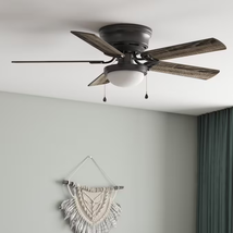 Armitage 52-In Matte Black Indoor Flush Mount Ceiling Fan with Light (5-Blade) - £56.55 GBP