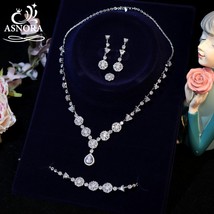 New Luxury Shiny Cubic Zircon Transparent Earrings Wedding Bridal Jewelr... - £54.73 GBP