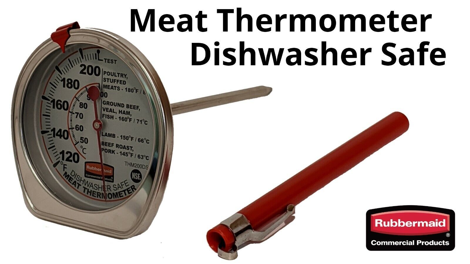 Meat Thermometer Stainless Steel Dishwasher Safe Rubbermaid Home Restaur... - $2.93