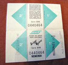 2 Vintage Milan ATM Tram Weekly Matrix Tickets Obliterated 016 Series-
show o... - £10.20 GBP