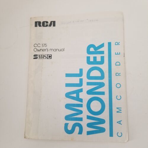 Primary image for Vintage RCA Small Wonder CC 175 Camcorder Owner's Manual