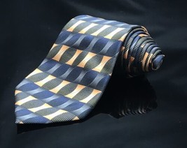 Silk Tie Orange Blue Black Weave Pattern Covington Mens - £8.50 GBP