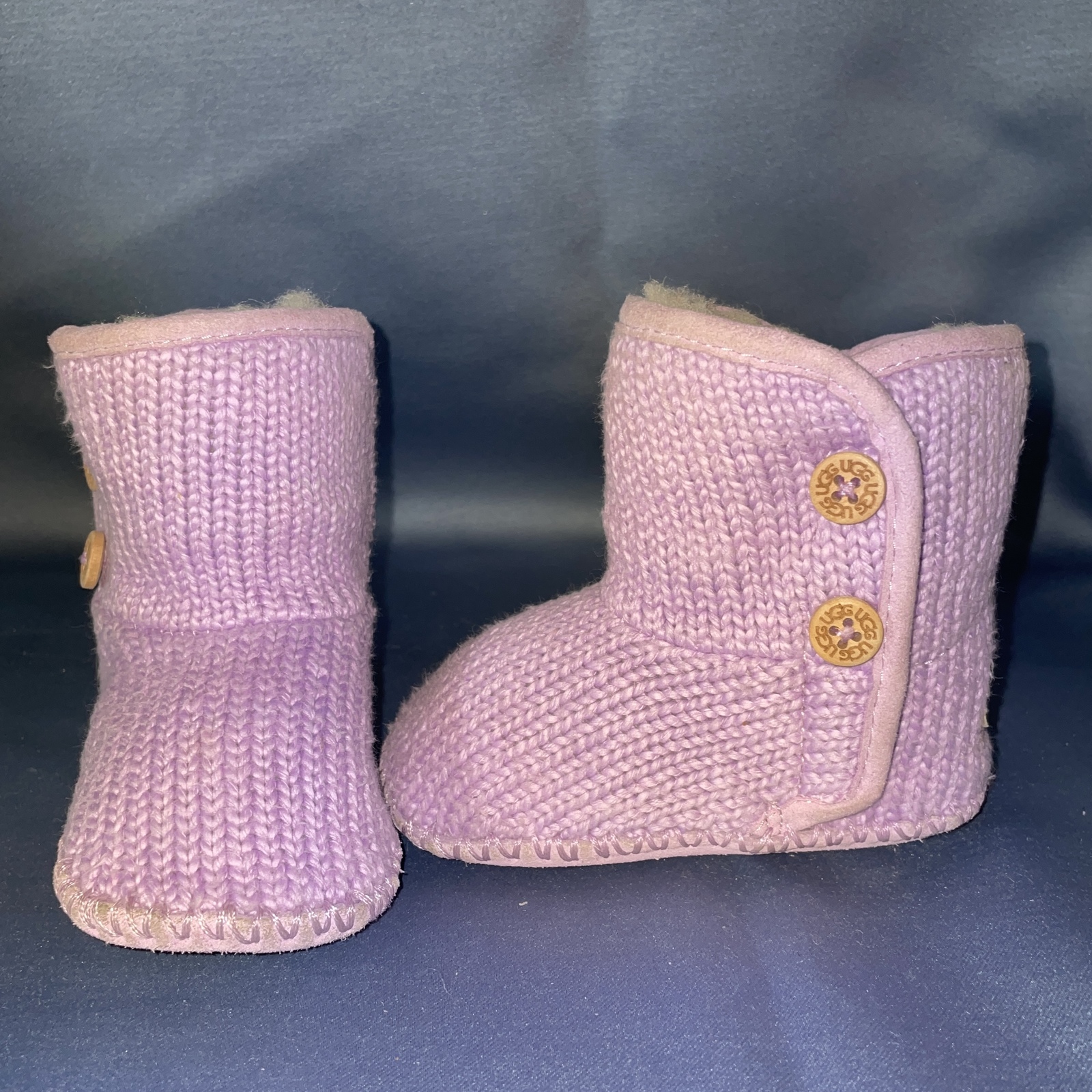 UGG Lilac Knit Baby Bootie PURL, S/N 10051971, Infant Baby size 2/3  - £27.97 GBP