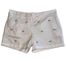 Vineyard Vines White w Green Whales Flat Front Chino Shorts Womens 6 - £17.29 GBP