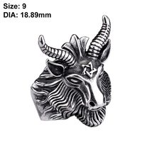 Fashion Jewelry Antique Silver Vintage Sheep Head Ring Pentacle Satanic Goat Tot - £6.89 GBP+