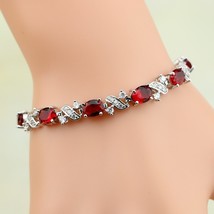 Water Dorp Red Cubic Zirconia White CZ Silver Color  Jewelry Charm Bracelet Chri - £16.32 GBP