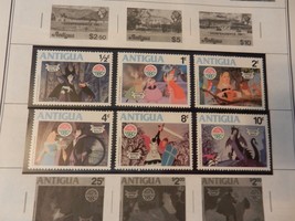 Set of 6 Disney Stamps 1980 from Antigua Sleeping Beauty Christmas, MNH - $15.00