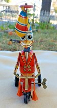 Vintage Mechanical Clockwork Wind Up Circus Duck on Tricycle Tin Toy FOR... - £22.33 GBP