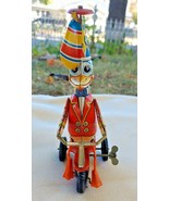 Vintage Mechanical Clockwork Wind Up Circus Duck on Tricycle Tin Toy FOR... - £22.40 GBP