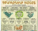 Friendship House Menu Highway 90 Gulfport Biloxi Mississippi 1950&#39;s Howd... - £60.72 GBP