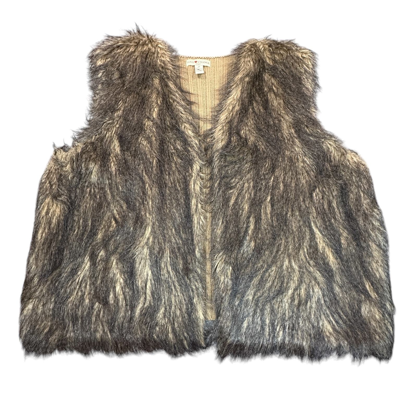 Love Change Italy Vest Womens 3X Faux Fur Sweater Open Cozy Cabin Mob Wi... - £16.49 GBP