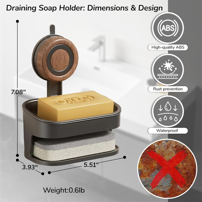 Non-Slip Vacuum Lock Suction Cup Soap Dish for Shower Detachable Easy Clean 2-In Item image 4