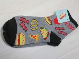 Foodie Socks pizza bacon hot dogs burger women ankle one size NEW gray black red - $5.19