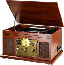 This Mahogany 3-Speed Bluetooth Turntable Features Stereo Speakers, A - £111.97 GBP
