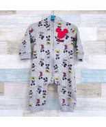 Disney Baby Hooded Ears Sweater Jumpsuit Gray Mickey Allover Print Zip U... - $14.84