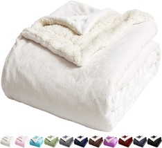 Lbro2M Sherpa Fleece Bed Blanket King Size Super Soft Plush Warm Cozy, Ivory - £79.80 GBP