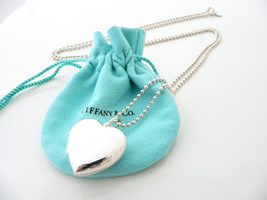 Tiffany &amp; Co Large Heart Locket Necklace Pendant Charm 34 Inch Chain Sil... - £1,020.69 GBP