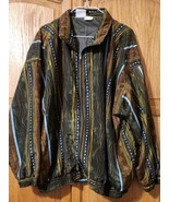 Women&#39;s Kaktus Green Stripe Jacket Zip Up Lined High Neck Long Sleeve Sz... - $21.38 CAD