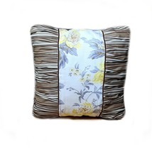 Luxury Pillow, Beautiful Design, Floral Cotton, Chocolate Velvet, 18×18&quot; - £47.30 GBP