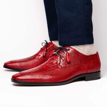 Men's Shoes caiman and lizard dress derby Merida Red image 6
