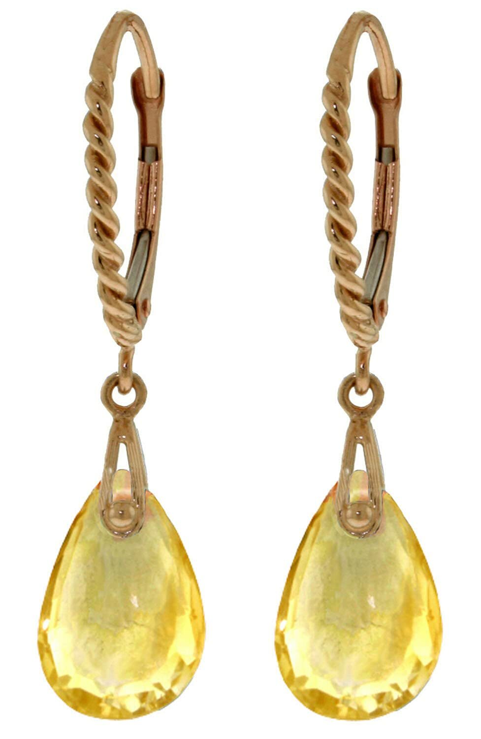 Galaxy Gold GG 14k Rose Gold Leverback Earrings with Briolette Citrines - $400.94
