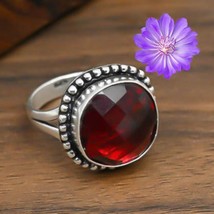 Garnet Gemstone Cluster Ring Size  925 Sterling Silver Jewelry Birthday Gift - £7.39 GBP