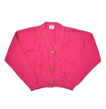 Vintage Cardigan Sweater Womens M Pink Cropped Cable Knit Ramie Michelle... - £13.34 GBP