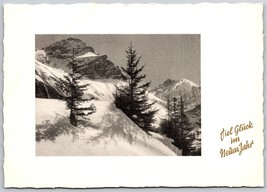 Vtg German Postcard Viel Glück  im Neüen Jahr (good luck in New Year) snow trees - £3.78 GBP