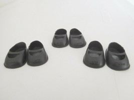 Vintage Lot of (3) Pair Black Plastic Slip On Wide Width Shoes for 10&quot; Doll - $5.99
