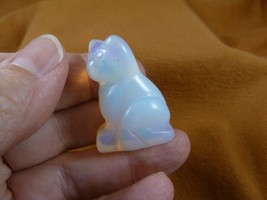 Y-CAT-SIC-543) little white Opalite Albino KITTY CAT kitten GEMSTONE fig... - $18.69