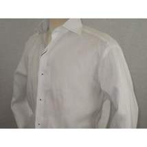 Mens 100% Linen Summer Shirt J.Valintin Turkey-Usa High Collar OBR78-01 White image 8