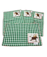 Green Checked Moose on Skis with Pocket Place Mats  Set of 4 - $18.80