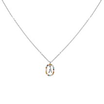 ANENJERY Colorful Cubic Zircon 26 Capital Letter Pendant Necklace For Women Silv - £13.31 GBP