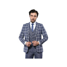 Men 3pc European Vested Suit WESSI by J.VALINTIN Extra Slim Fit JV36 navy White image 2