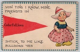 Cedar Falls Iowa Little Dutch Girl Pennant 1913 Postcard A27 - £3.98 GBP