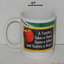 #1 Teacher Coffee Mug Cup School Takes a head, opens a mind and Touches a heart - £7.88 GBP